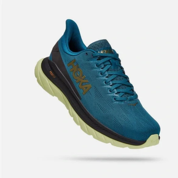 NWT HOKA ONE ONE Mach 4 Men's Running, US 14 Mesh Blue Coral Black - Picture 2 of 7